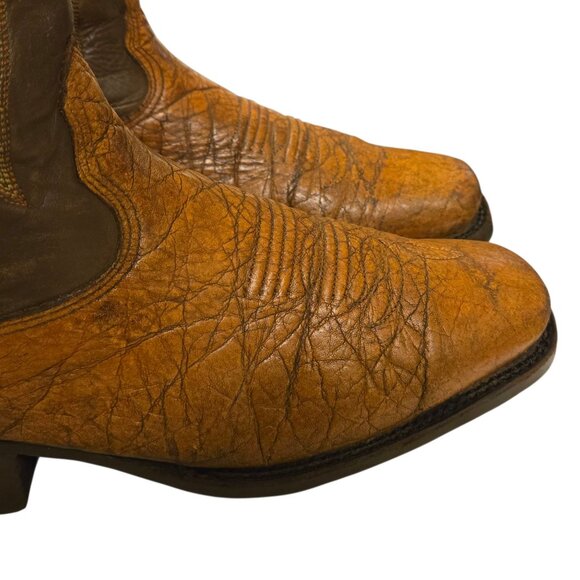 Langstons Cowboy Boots Mens 9 D Two Tone Brown Leather Country Western Wear VTG - Picture 8 of 16